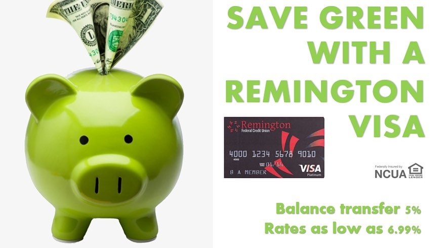 Transfer your balance to a Remington Visa and SAVE!